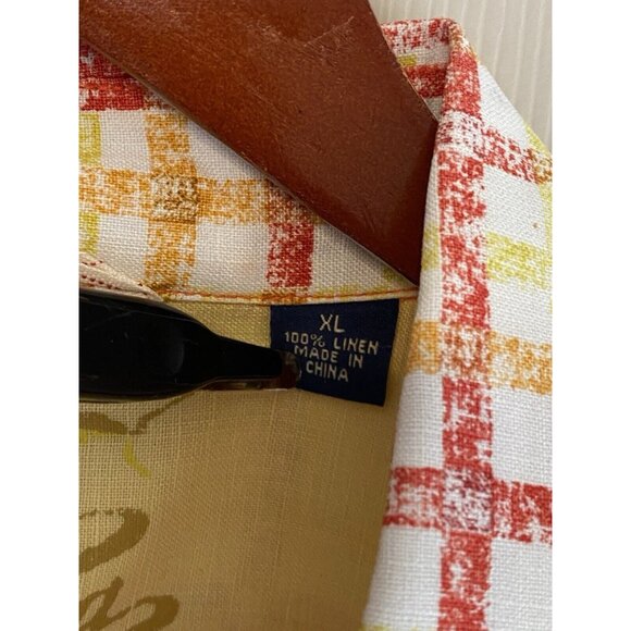 Tommy Bahama Long Sleeve White Red Yellow Button Down Shirt Linen Men's XL - Picture 6 of 6